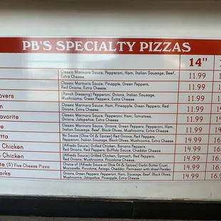 Signature pizzas