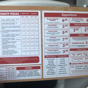 menu