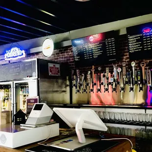 a bar with a checkout counter