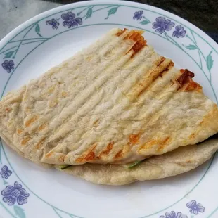 Turkey, provolone flatbread (panini&apos;d at home)