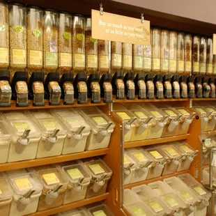 The bulk department offers a variety of foods by the scoop including flours, sweeteners and grains.