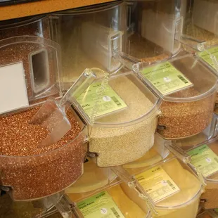 The bulk department offers a variety of foods by the scoop including flours, sweeteners and grains.