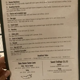 PC&apos;s Restaurant &amp; Lounge.  Menu, breakfast.