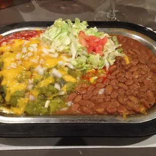 Blue corn Christmas enchiladas