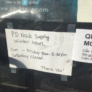 Winter Hours