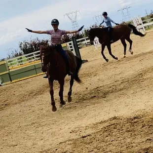 Berlynn and Sydney enjoying their horses