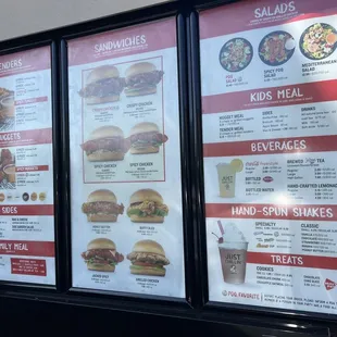 The drive through menu