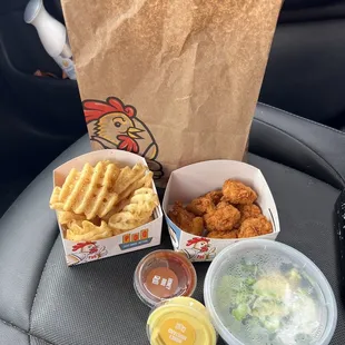Nuggets and waffle fries