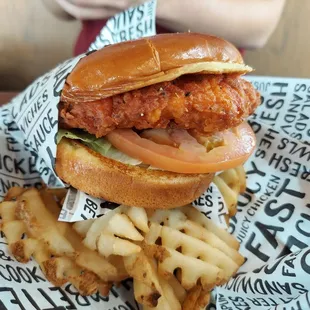Spicy deluxe chicken sandwich