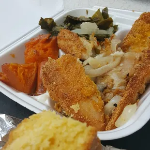 Not the best photo cause we are half way demolishing this food but i gotta say. For $9 the food was flavorful with a hefty good portion