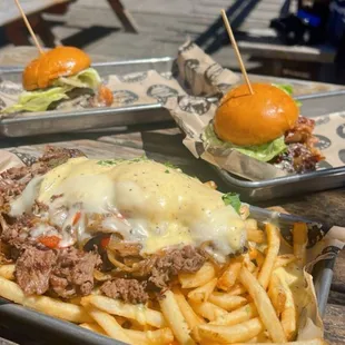 Loaded Philly Fries &amp; Sellwood 3oz sliders