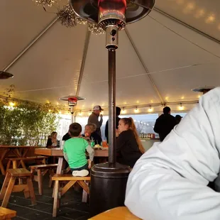 Heaters under the covered patio