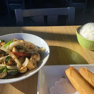 Kra-Prao Tofu &amp; Crispy Rolls