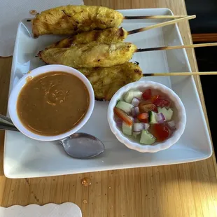 The star of the appetizers, chicken satay