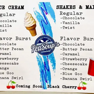 Close up of the Ice cream shakes &amp; malts menu :)'