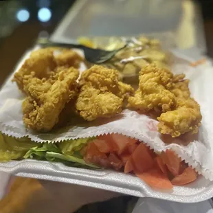 Shrimp salad to go. Packaged so beautifully with the fried shrimp separately Yum Yum Yum :)...