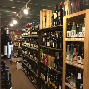 shelves of wine