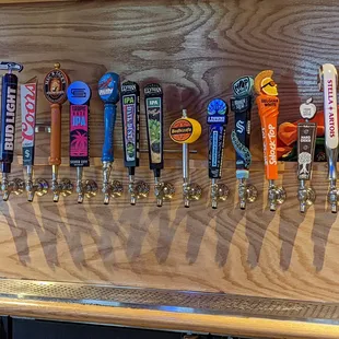 Draft beer choices.