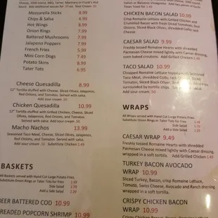 Appetizer menu.