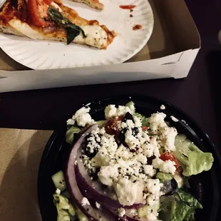 Their pick 2: Greek salad and either bruschetta or fresh mozzarella (~$8)