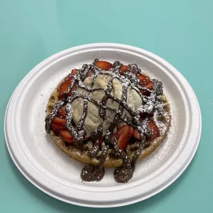 Nutella Strawberry Waffle with vanilla Ice Cream