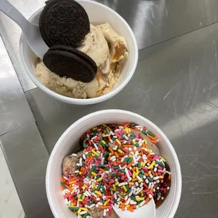 two bowls of ice cream with sprinkles