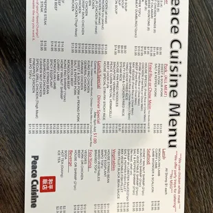menu