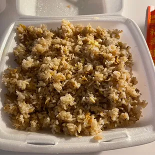 Honey walnut shrimp dinner combo. This is how much fried rice I didn&apos;t eat!