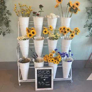 a display of sunflowers