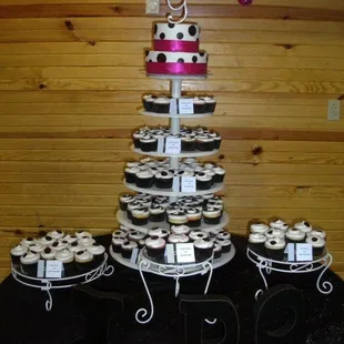 Polka Dot Wedding Cake and Cupcakes!
