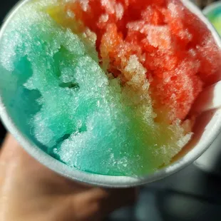 Favorite's combo tiger's blood, blue Hawaiian, pineapple and add ice cream