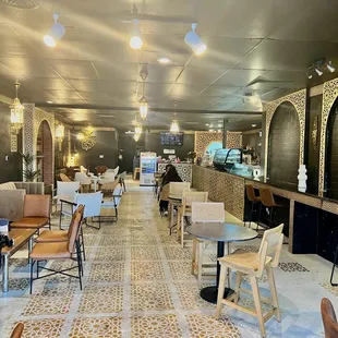 the interior of a cafe