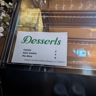 Dessert case. They have big sugar free cookies and some are gluten free.