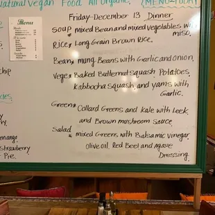 Daily menu