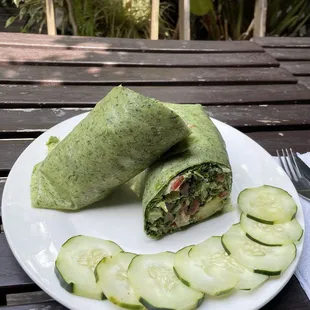 Celestial Caesar Wrap cucumber slices instead of Kale Chips