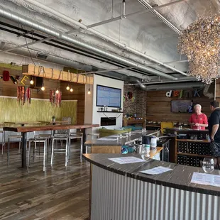 the bar and dining area