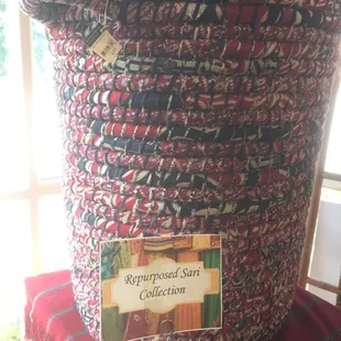basket made from recycled saris