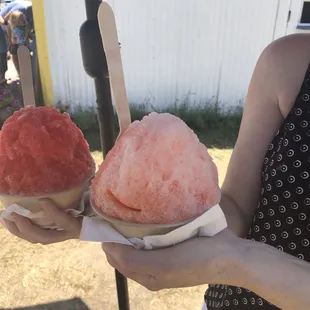 Watermelon and peach ice!