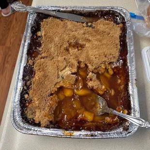 Pan of Peach Cobbler