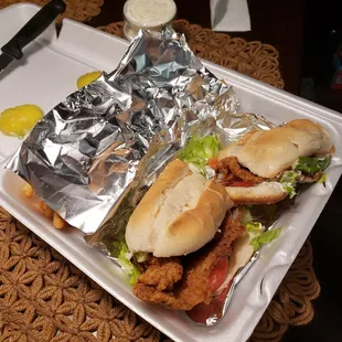 Fish Po' Boy with fries