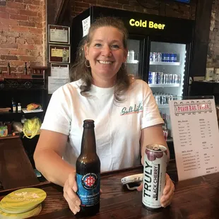 Leigh serving Customers