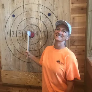 Kathy with a bullseye
