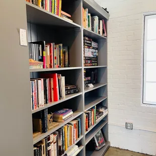More books in the front of the house (the part you see from the street)