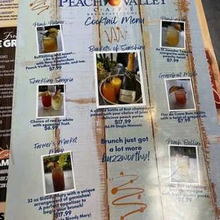 menu for peach valley