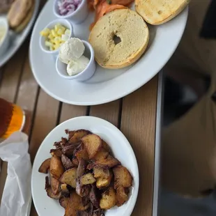 Potatoes with bagel and lox