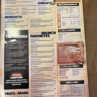 the menu and prices