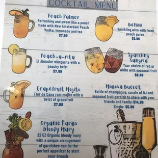 Cocktail menu
