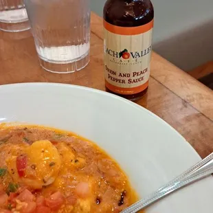 Delicious sauce on my shrimp and grits