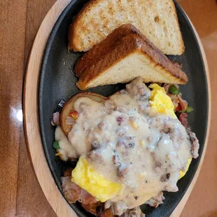 Skillet and buttery toast
