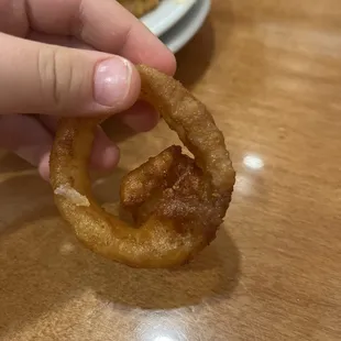 The onion ring looks fine but it&apos;s soggy as heck